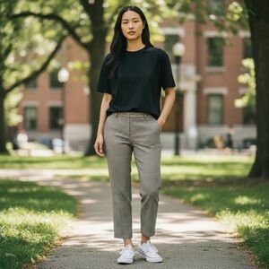 Liverpool Kelsey Trouser Pants Women's Black Tan Plaid Mid Rise Workwear- Sz 12